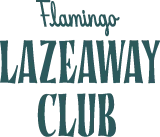 The image contains text in a stylized font that reads: "Flamingo LAZEAWAY CLUB."